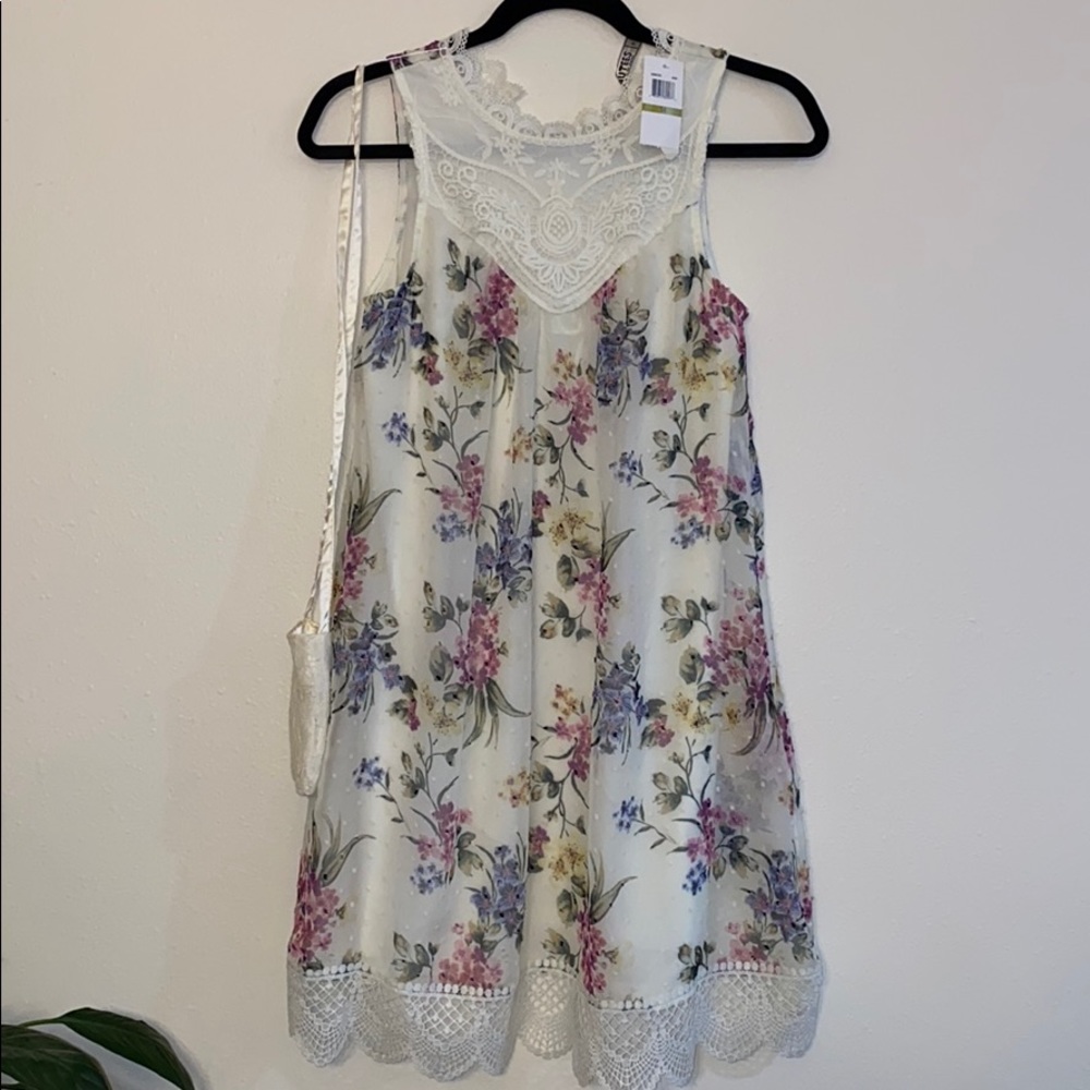Girls size 14 floral lace dress with lace purse